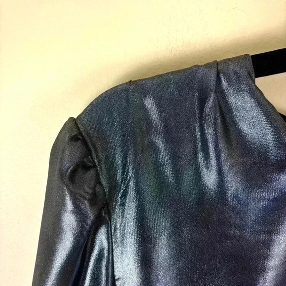 NWT Bar III Metallic Silver “80’s” Lamé Rouge Shoulder Pad Mini DressSize L - Picture 6 of 15